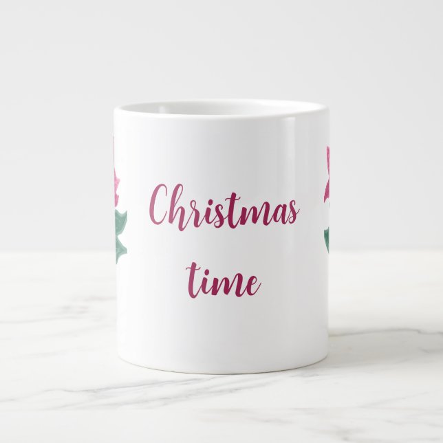 Grande Tasse Noël Poinsettia en pot de fleurs Mug (Devant)