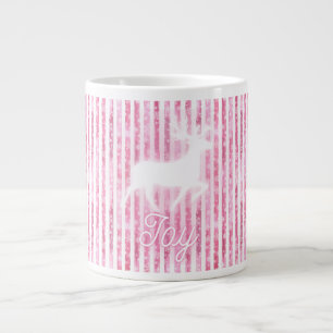 Grande Tasse Noël rose et blanc Joie Reindeer