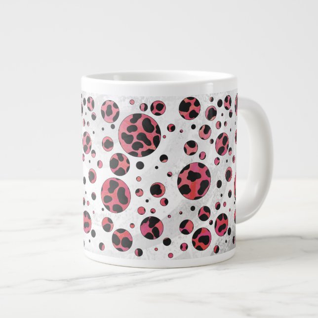 Grande Tasse Noir dalmate et rouge avec Pois (Devant droit)