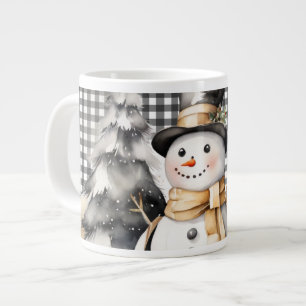 Grande Tasse Noir Noël snowman design hiver