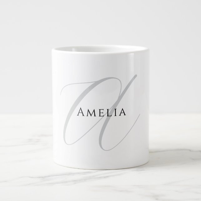 Grande Tasse Nom chic monogramme initiale lettre calligraphie  (Devant)