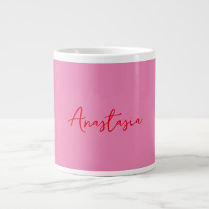 Grande Tasse Nom de calligraphie professionnelle rose personnal
