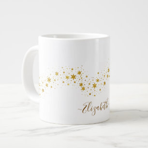 Grande Tasse Nom de monogramme pailleté or élégant