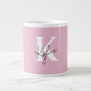 Grande Tasse Nom du monogramme personnel rose moderne -