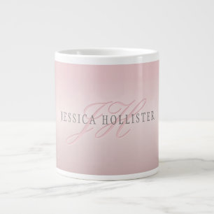 Grande Tasse Nom et monogramme   Soft FAUX Rose Gold Blush