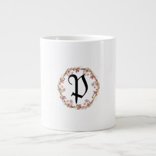 Grande Tasse Nom monogramme de dégradé floral turquoise de luxe