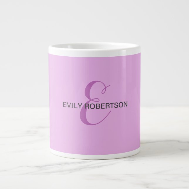 Grande Tasse Nom Monogramme Lettre initiale Orchid & Lilac (Devant)