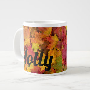 Grande Tasse Nom Personnalisé Automne Automne Feuilles Café Thé