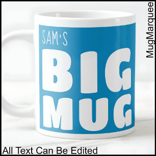 Grande Tasse Nom personnalisé Big Mug Mid Blue & White Fun Nove