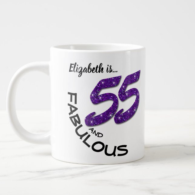 Grande Tasse Nom personnalisé Parties scintillant violette 55 a (Gauche)