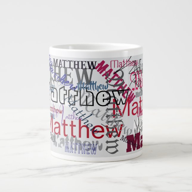 Grande Tasse Nom répété personnalisé Word Grafitti (Devant)