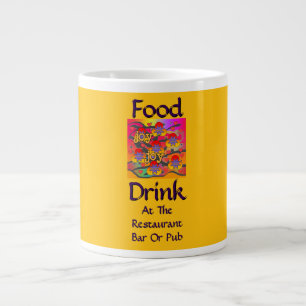 Grande Tasse Nourriture Boisson Au Restaurant Bar Ou Pub Jaune