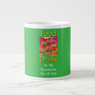 Grande Tasse Nourriture Boisson Au Restaurant Bar Ou Pub Vert