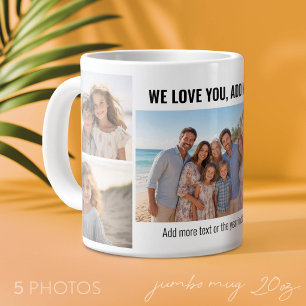 Grande Tasse Nous vous aimons - Ajouter un nom - 5 photos en co