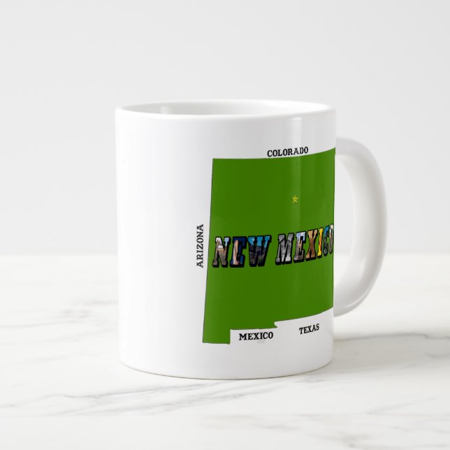 Grande Tasse Nouveau Mexique Plan Plan Texte Photo (Devant droit)