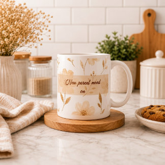 Grande Tasse Nouvelle humeur de parent Mug à café floral