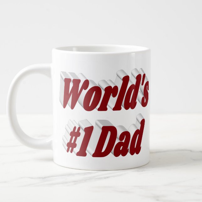 Grande Tasse Numéro 1 Papa Fête des pères bordeaux demi-texte (Gauche)