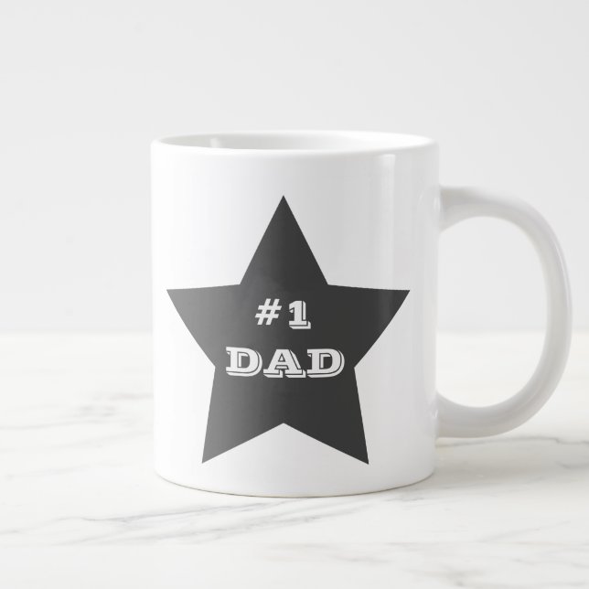 Grande Tasse Numéro Un Papa, #1 Gris Star (Droite)