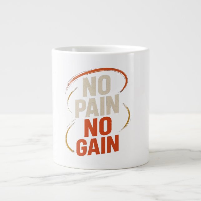 Grande Tasse o Douleur Pas Gain Mug - Motivational Fitness Café (Devant)