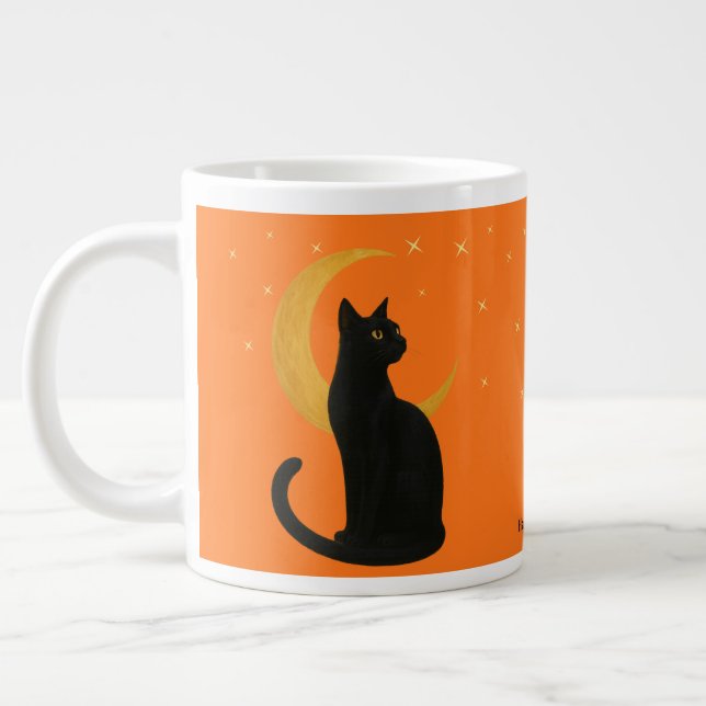 Grande Tasse Observateur de la nuit - Chat noir d'Halloween (Gauche)