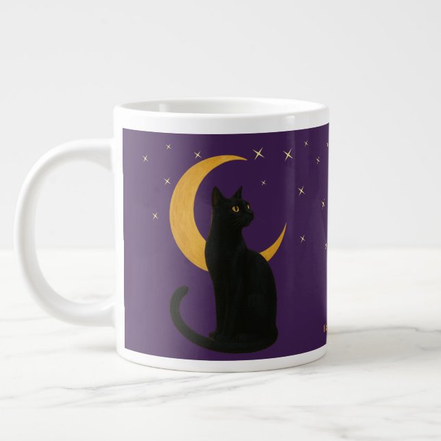 Grande Tasse Observateur de la nuit - Chat noir d'Halloween (Gauche)