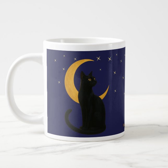 Grande Tasse Observateur de la nuit - Chat noir d'Halloween (Gauche)