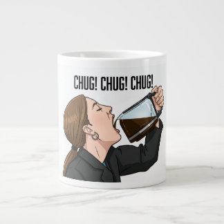 Grande Tasse Office Woman Chugging Coffee From Pot Humor
