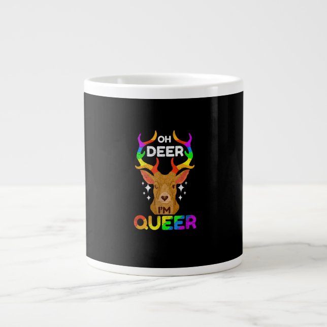 Grande Tasse Oh Deer Queer Funny LGBTQ Pride Awareness  (Devant)