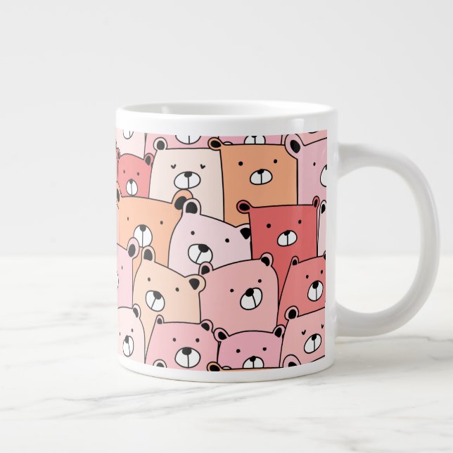 Grande Tasse Ours mignons rose et orange (Droite)