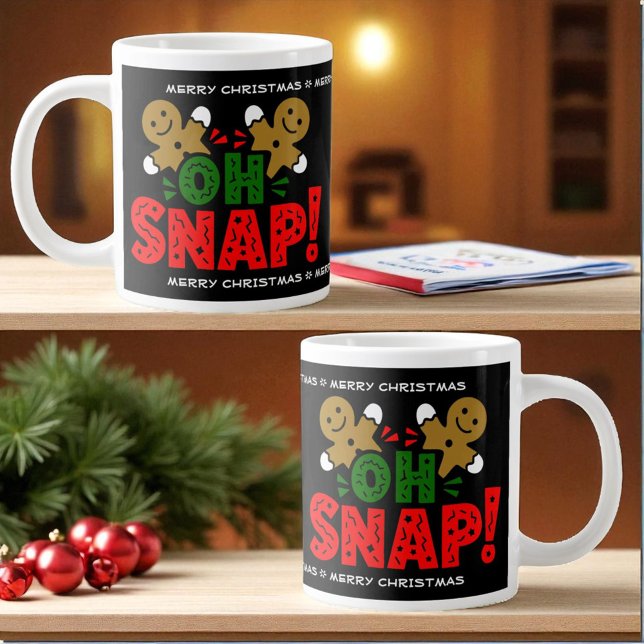 Grande Tasse Pain d'épice serré homme de Noël Musique (Running template top and bottom Christmas ceramic mug)