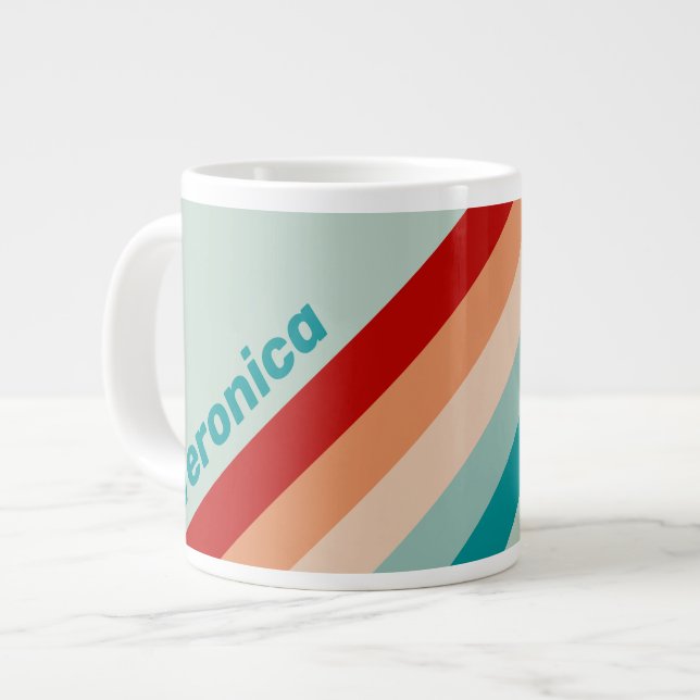 Grande Tasse Pale Seaglass Stripes with Name (Devant gauche)