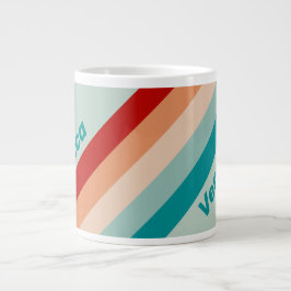 Grande Tasse Pale Seaglass Stripes with Name