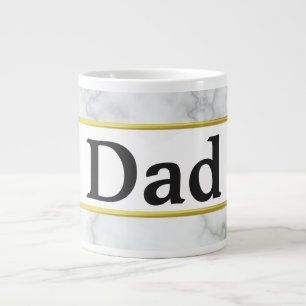 Grande Tasse Papa Marbre Blanc et Or Aspect Élégant