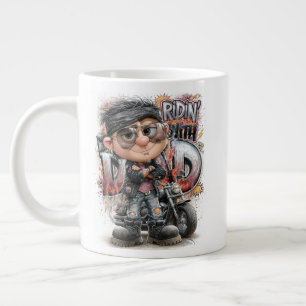Grande Tasse Papa Motard Conduisant une Moto