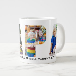 Grande Tasse PAPA Photo Collage Lettre découpée Personnalisée