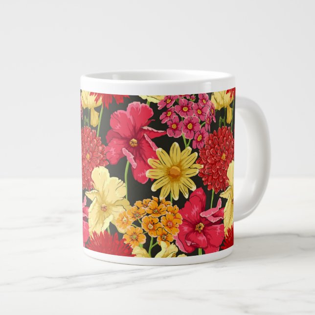 Grande Tasse Papier peint floral à l'aquarelle (Devant droit)