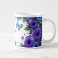 Papillon Bleu Fleurs Violettes Jardin de Printemps