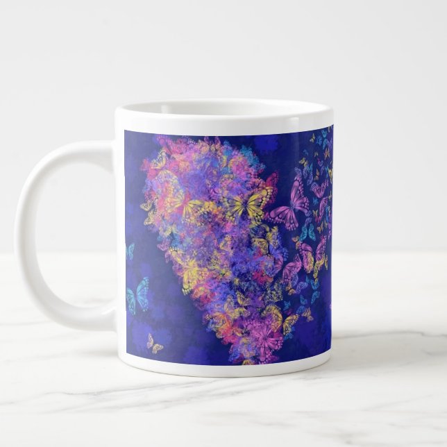 Grande Tasse Papillons du coeur Mug café (Gauche)