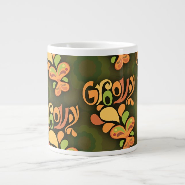 Grande Tasse Papillons super verts 60 Retro Motif (Devant)