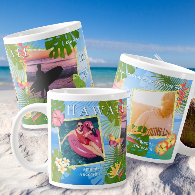 Grande Tasse Paradis tropical Voyage Souvenirs Mer (Tropical Holiday Photo Mug.)