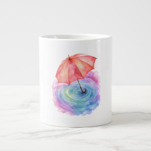 Grande Tasse Parapluie Pastel Ondulations de Pluie Art Aquarell