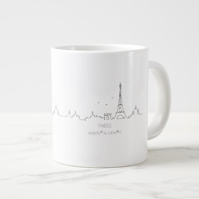 Grande Tasse Paris skyline avec coordonnées mug (Devant droit)