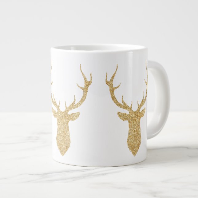 Grande Tasse Parties scintillant d'or Faux Cerf de Noël (Devant droit)
