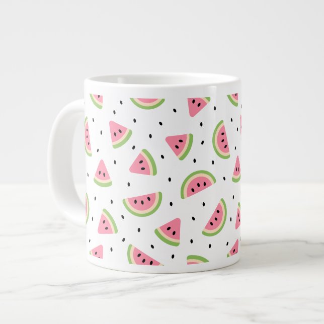 Grande Tasse Pastèque rose, Graines de pastèque, Motif d'été (Devant gauche)