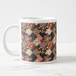 Grande Tasse Patchwork Fleurs Motifs Polka Dot Plai géométrique