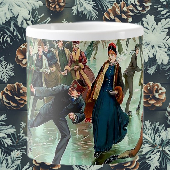 Grande Tasse Patinage sur glace victorien scène hivernale vinta (Créateur téléchargé)