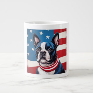 Grande Tasse Patriotique Boston Terrier avec drapeau américain