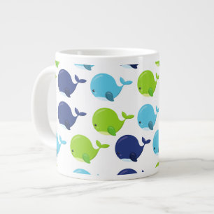 Grande Tasse Pattern of Whales, Cute Whales, Sea Animals