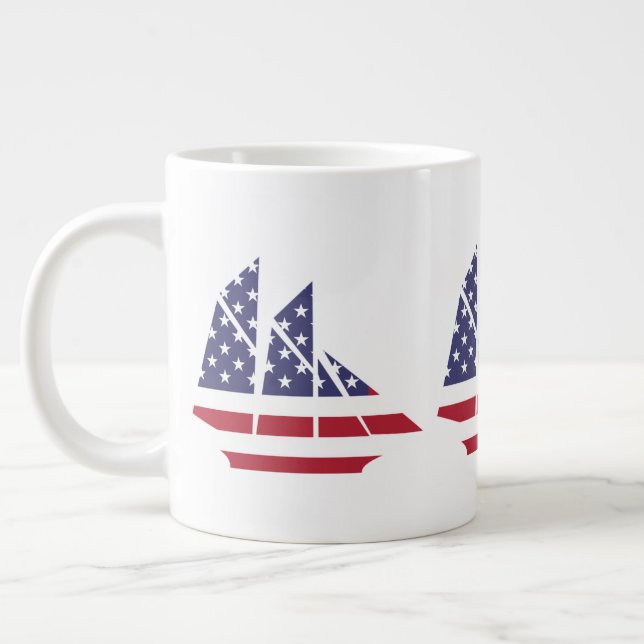 Grande Tasse Pavillon Patriotique Bateau à voile Café Mug Spéci (Gauche)