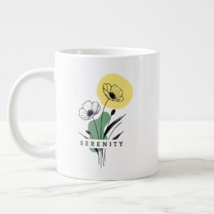 Grande Tasse Pavot floral Serenity Café Mug Line Art Aïd